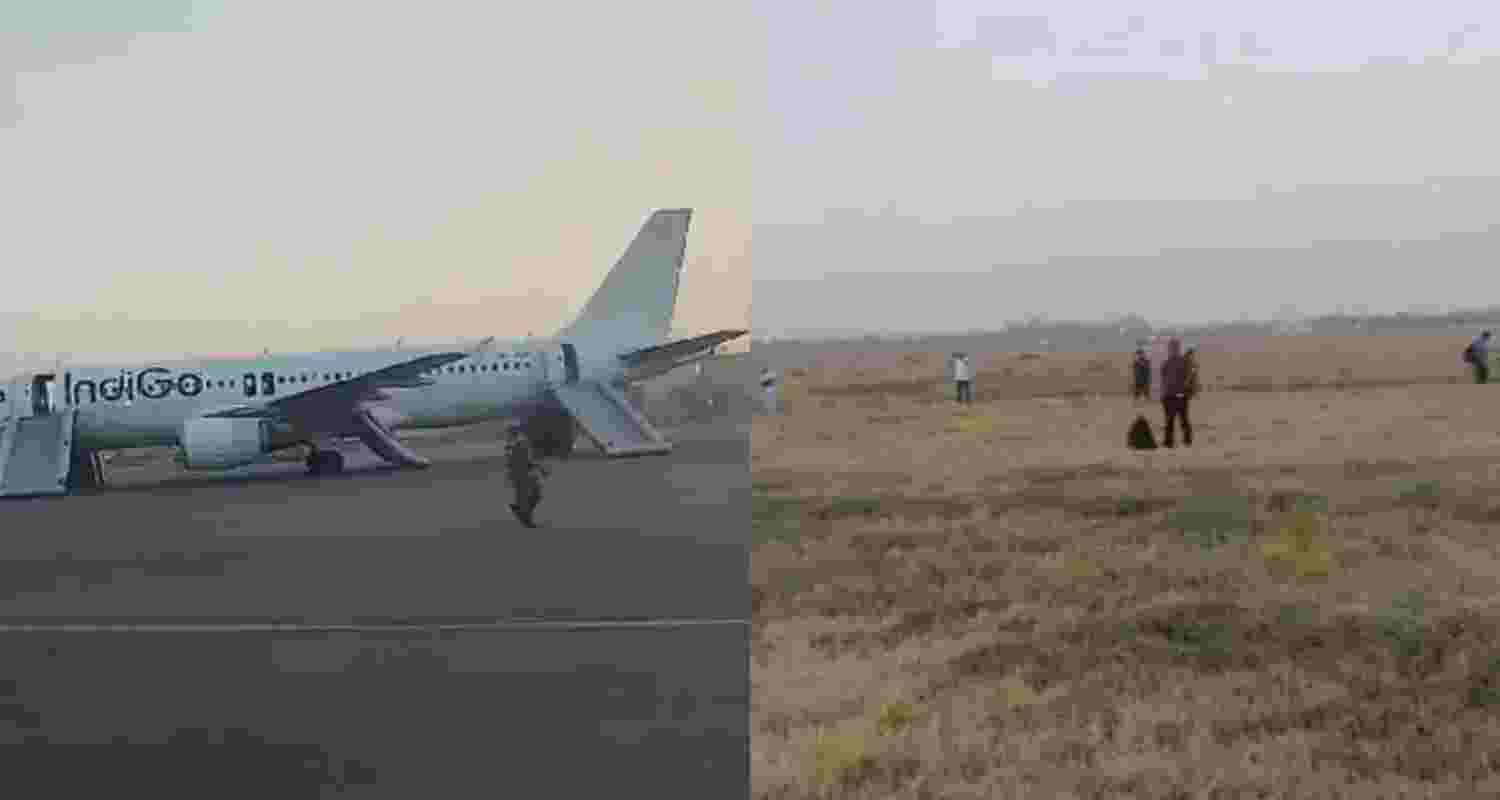 Screengrabs of the evacuated aircraft, from a video shared by news agency PTI.