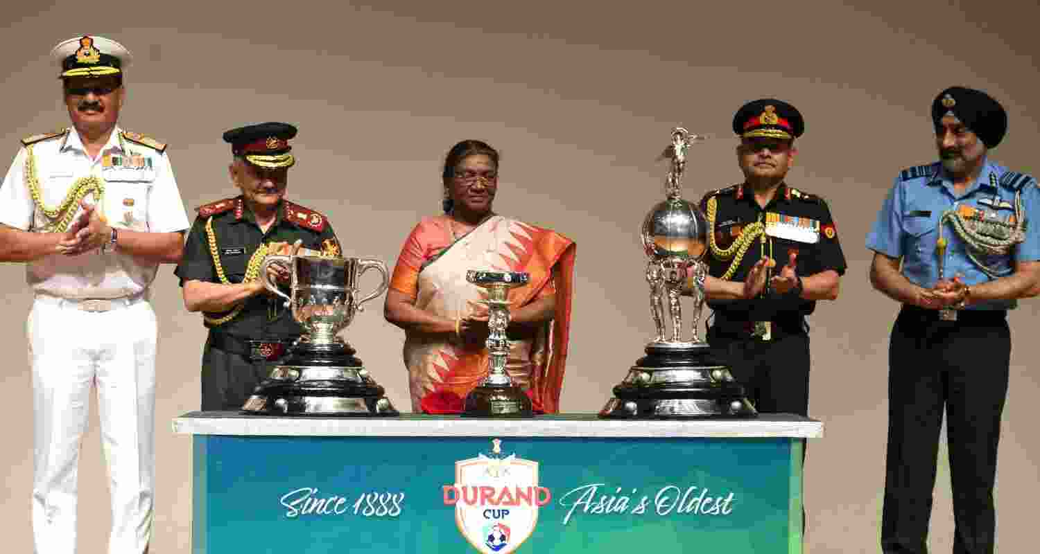 President Droupadi Murmu unveiled and flagged off the  Durand Cup, the President's Cup and Shimla Trophy at Rashtrapati Bhavan. 