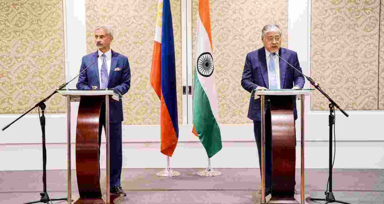 External Affairs Minister S. Jaishankar with his Philippines counterpart Enrique Manalo in Manila during a meeting in Manila, Philippines on Tuesday.
