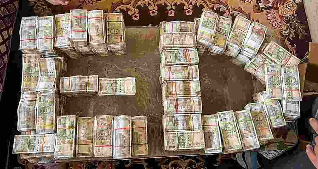 The cash recovered from the premises of Jharkhand government's Rural Development Minister Alamgir Alam.