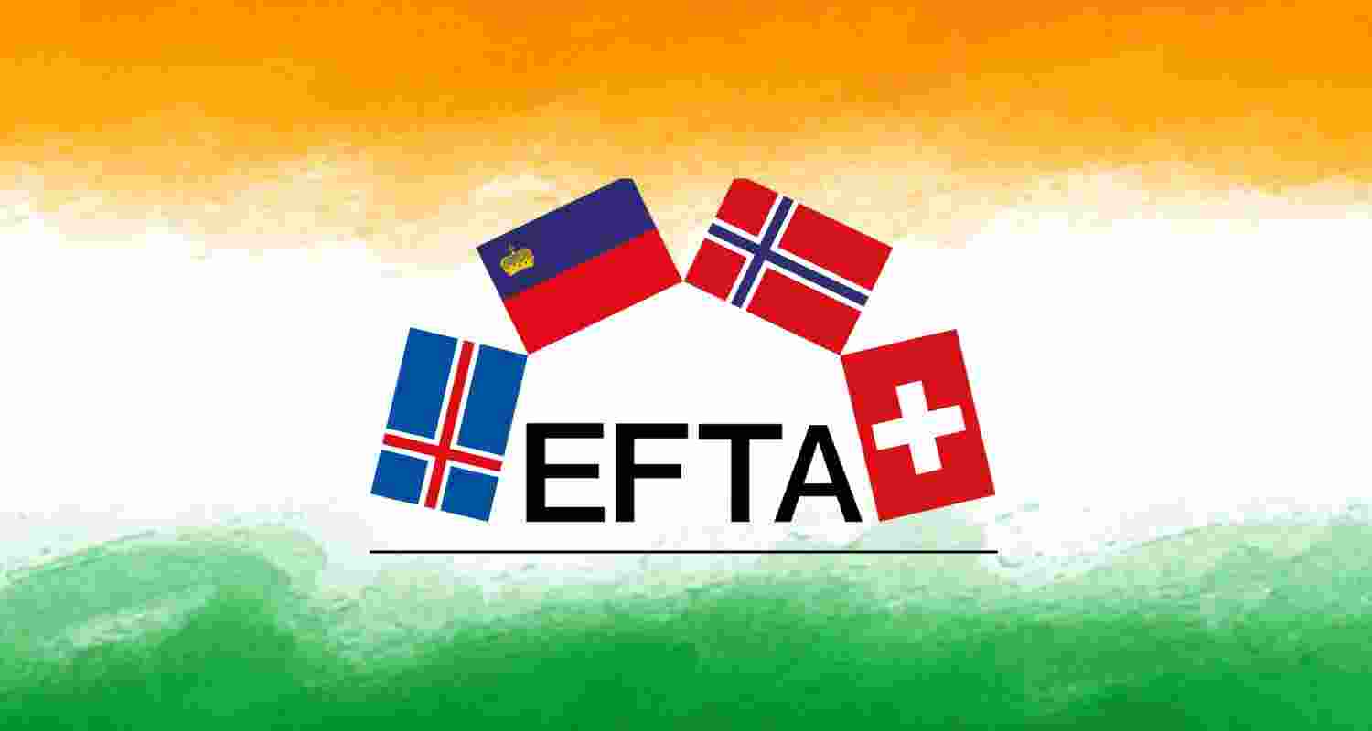 The Logo of the European free trade association superimposed on the Indian Flag