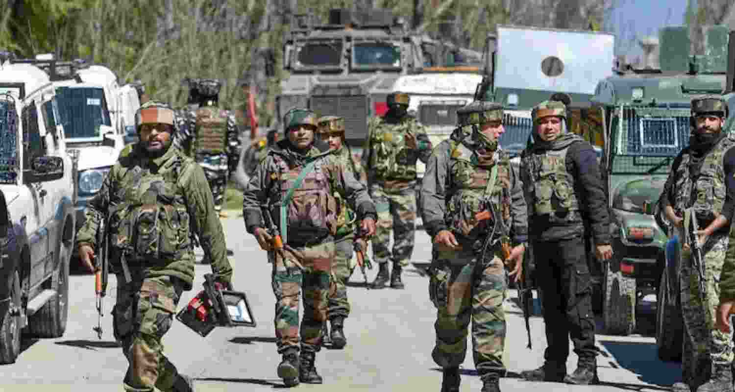Security forces during an operation in Jammu and Kashmir.