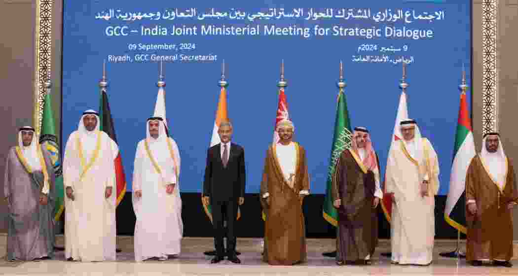 External Affairs Minister S. Jaishankar with delegates at the inaugural India-Gulf Cooperation Council (GCC) Ministerial Meeting for Strategic Dialogue in Riyadh, Saudi Arabia, on Monday.