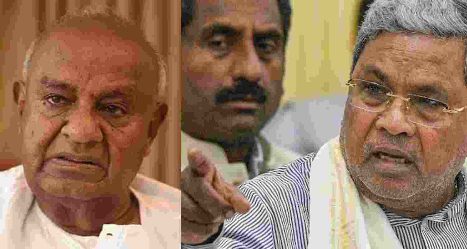 Deve Gowda (left), Karnataka Chief Minister Siddaramaiah (Right). 