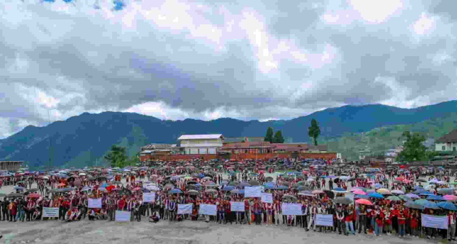 People of Tuensang town during a public rally demanding a separate Frontier Nagaland state.