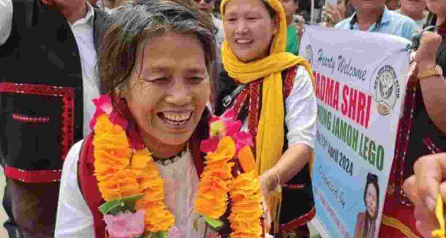 Yanung Jamoh Lego, Padma Shri Awardee, receives warm welcome in hometown.