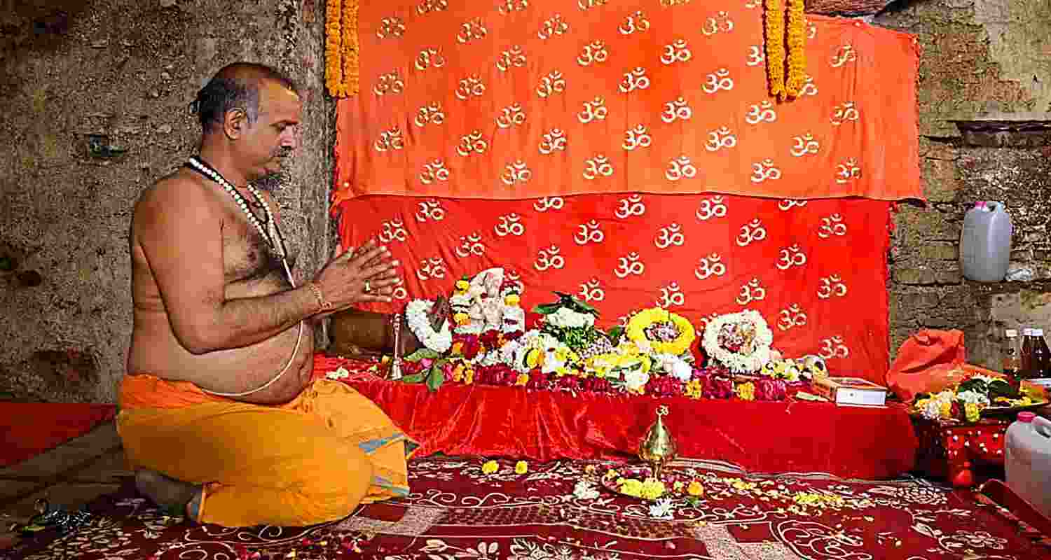 A Hindu pujari offers prayers in the Gyanvapi mosque cellar after a long legal battle
