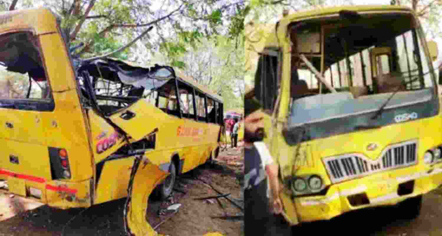 Visuals from Haryana school bus accident.
