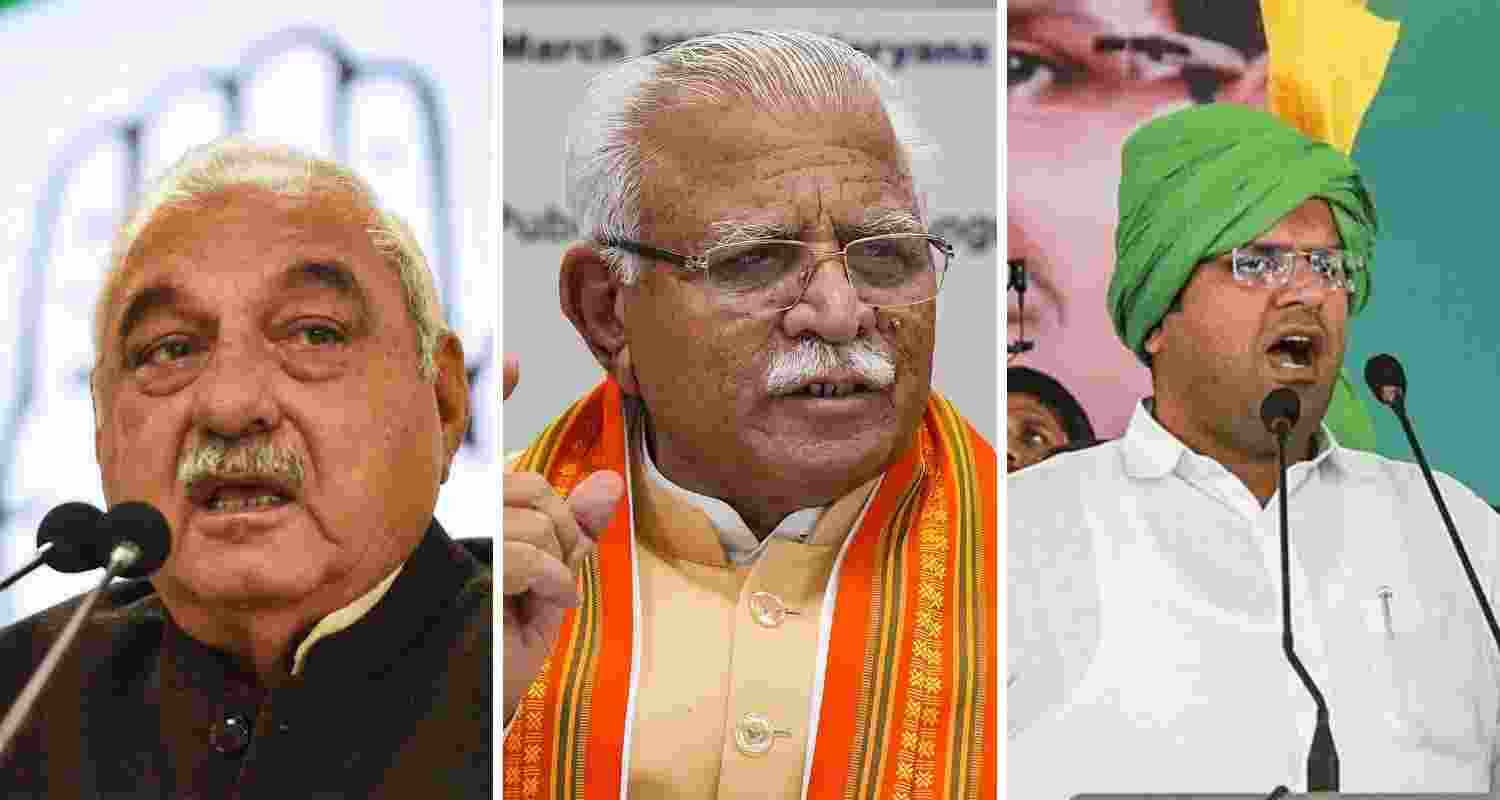 Bhupinder Singh Hooda, Manohar Lal Khattar and Dushyant Singh Chautala.