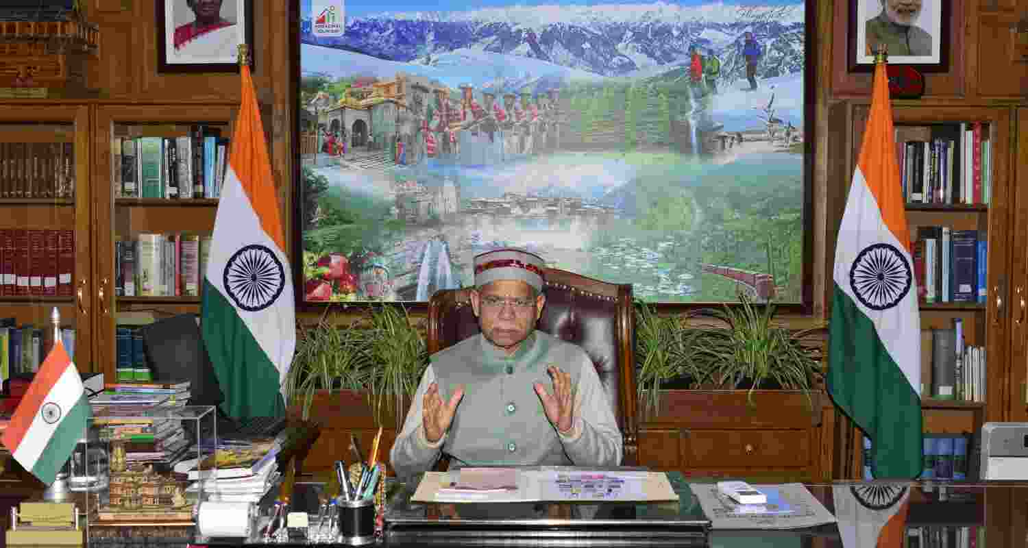 Himachal Pradesh, Governor Shiv Pratap Shukla in his office speaking news arena India