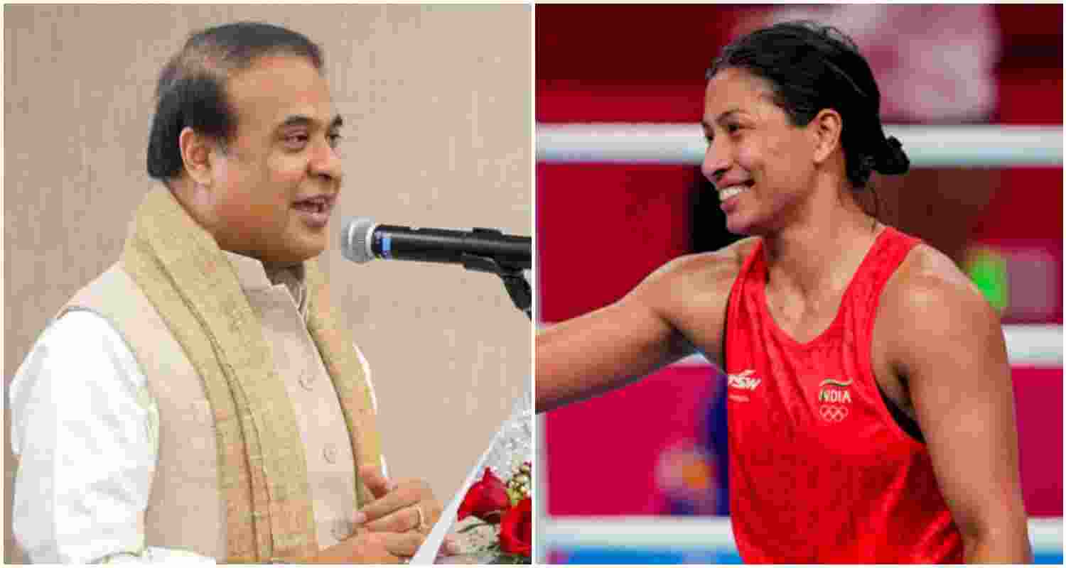 Assam Chief Minister Himanta Biswa Sarma (L), Olympic winning boxer Lovlina Borgohain (R). File photos.