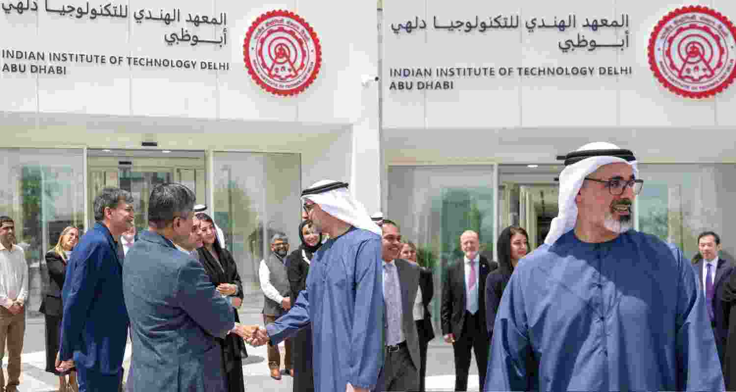 The crown prince of Abu Dhabi, Sheikh Khaled bin Mohamed bin Zayed Al Nahyan at the inauguration of IIT Delhi's branch in Abu Dhabi.