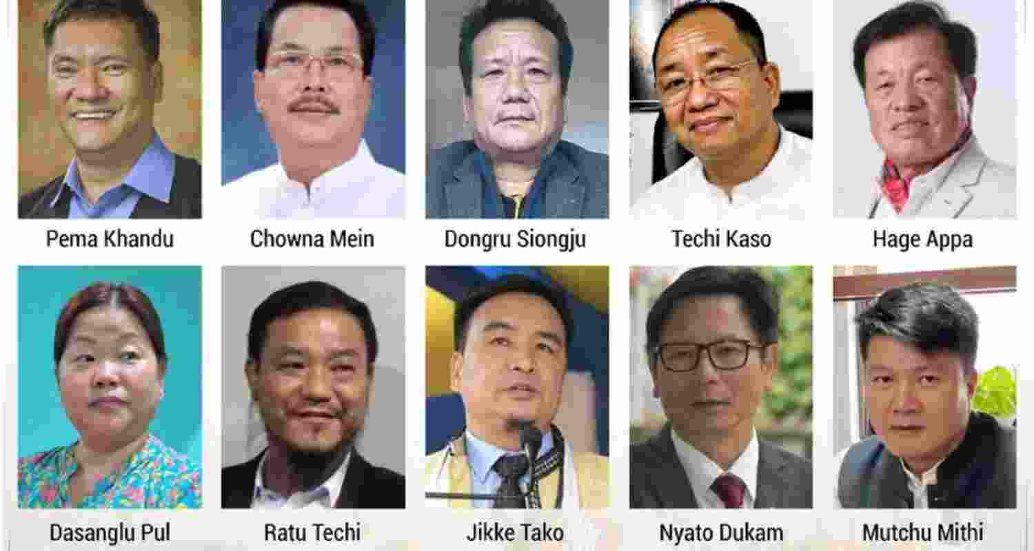 The 10 BJP Candidates who have won elections unopposed including the CM Pema Khandu. Image X.