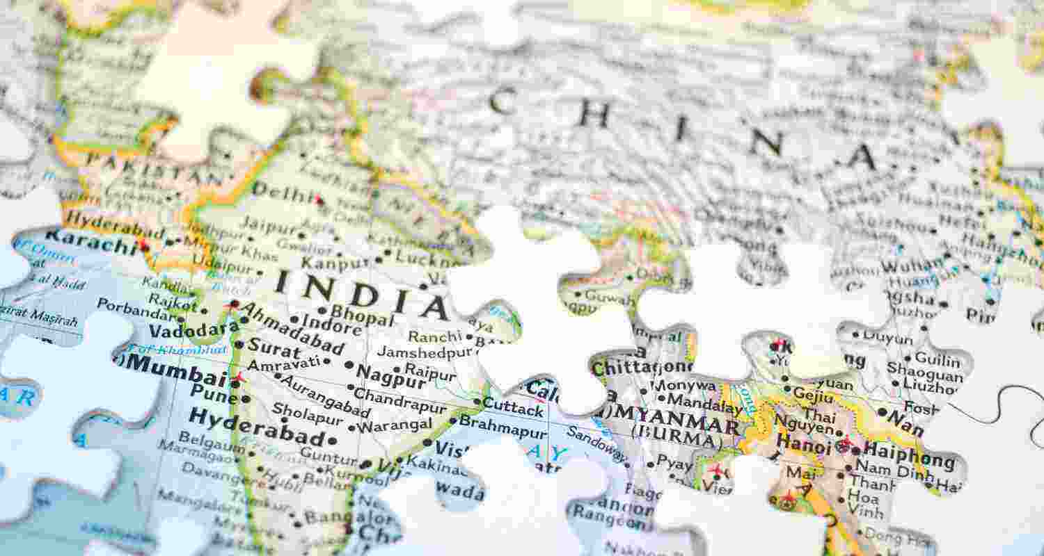 India and China on Map 