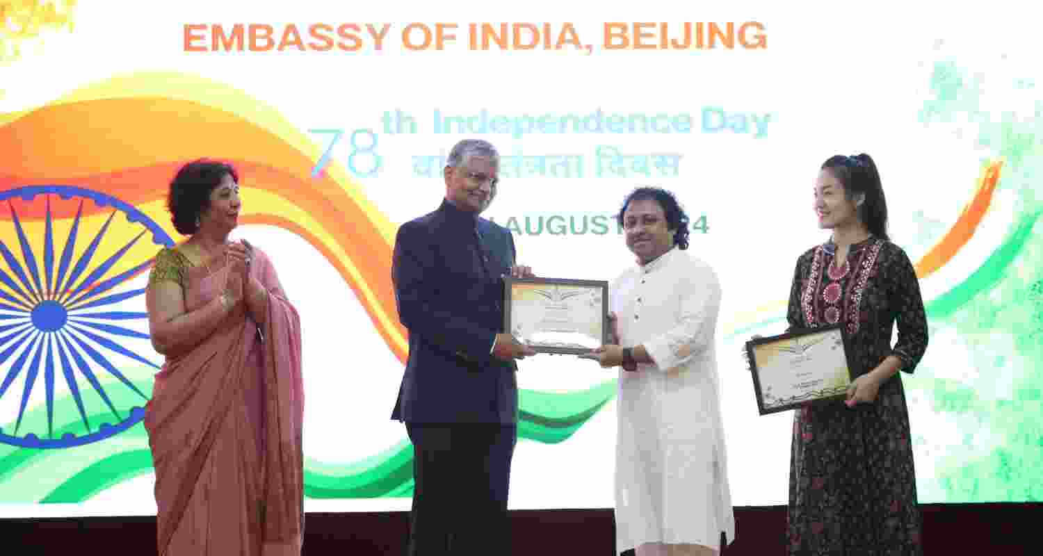 Celebrations at the Indian Embassy in China.