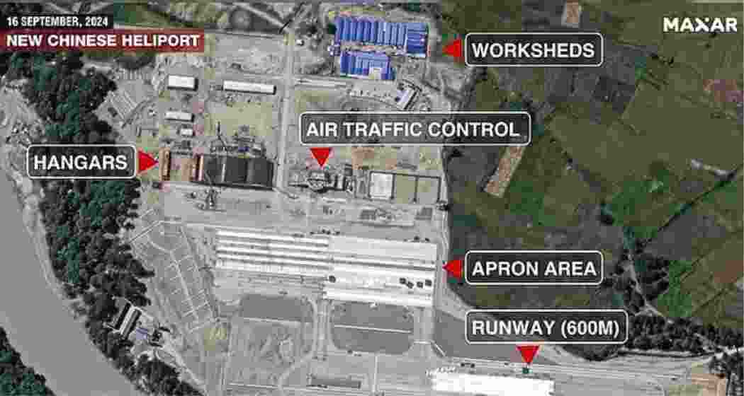 Satellite view of China’s heliport construction near the eastern sector of the LAC.