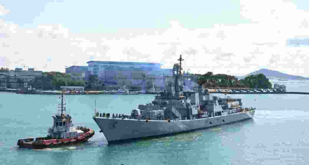 Indian Naval ships INS Delhi, INS Shakti and INS Kiltan arrived in Singapore on Tuesday.