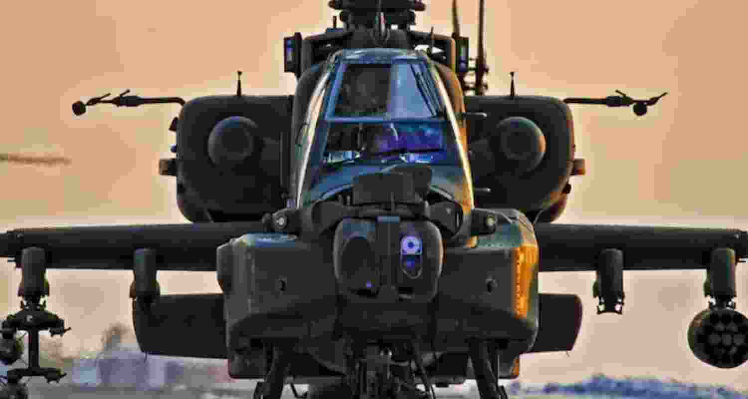 Image of Indian Army's Apache attack helicopter. 