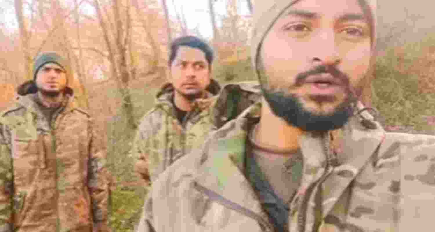 A screengrab from a footage showing Indian men sent to fight war in Ukraine. 