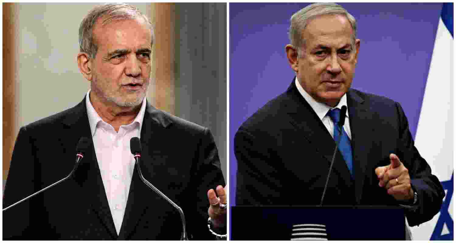 Iranian President Masoud Pezeshkian (L), Prime Minister of Israeli Benjamin Netanyahu (R).