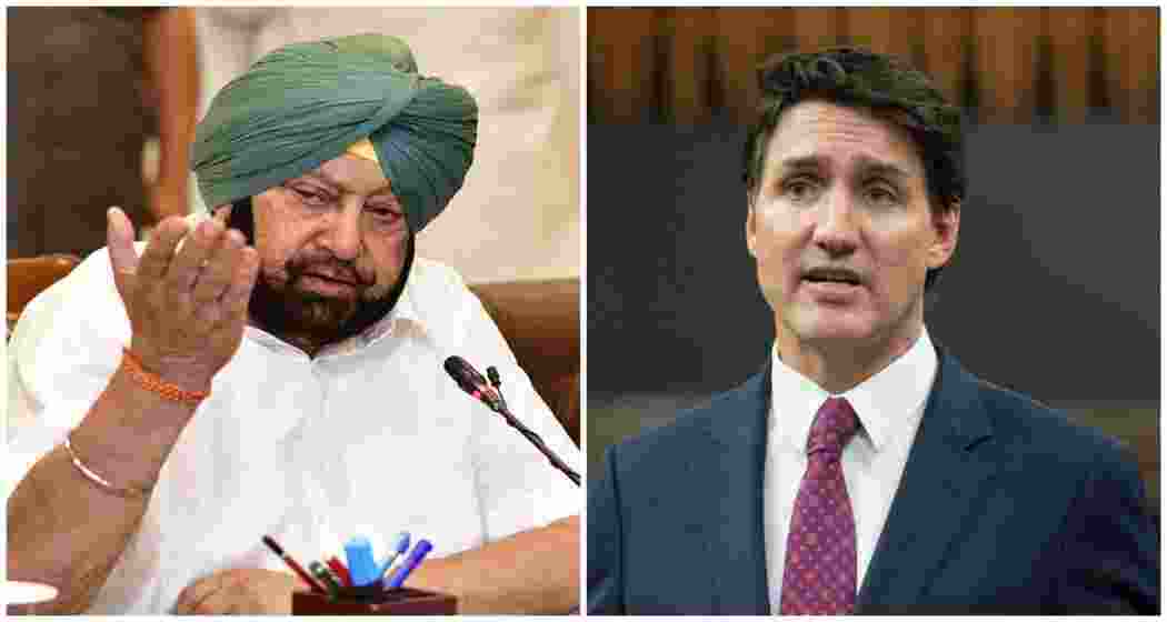 Former Punjab chief minister and prominent BJP leader Amarinder Singh (L), Canadian Prime Minister Justin Trudeau (R).