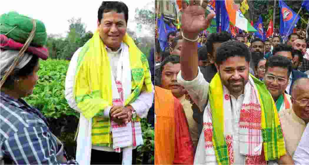 Bharatiya Janata Party's Union Minister Sarbananda Sonowal (left), Assam Jatiya Parishad's Lurinjyoti Gogoi (right).