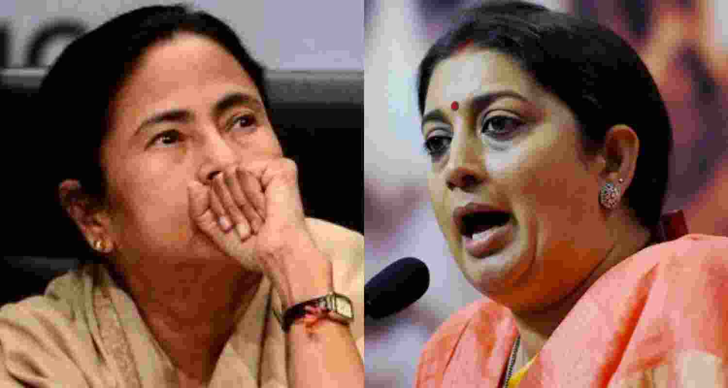 West Bengal Chief Minister Mamata Banerjee (Left). Union Minister of Women and Child Development of India Smriti Irani. File Photo.