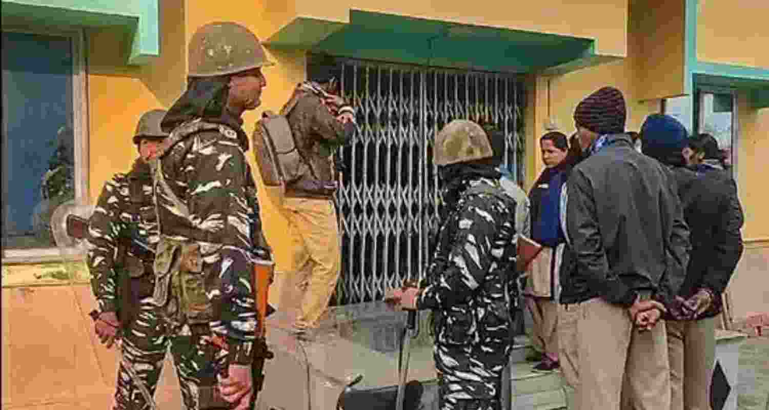 Security personnel during a raid at TMC functionary Shahjahan Sheikh's home at Sandeshkhali in January. Representative Image.