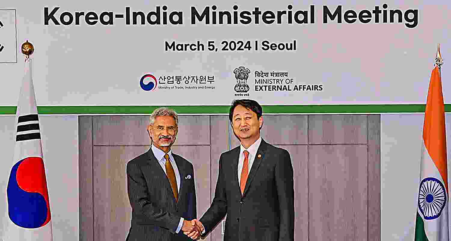 External Affairs Minister S Jaishankar on Tuesday called on South Korean Prime Minister Han Duck-soo and discussed with him ways to further enhance bilateral ties.
