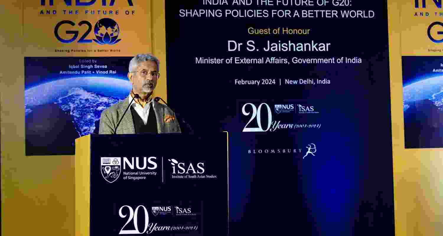 External Affairs Minister S Jaishankar speaking at an event ahead of meeting Bangladesh Foreign Minister Hasan mahmud