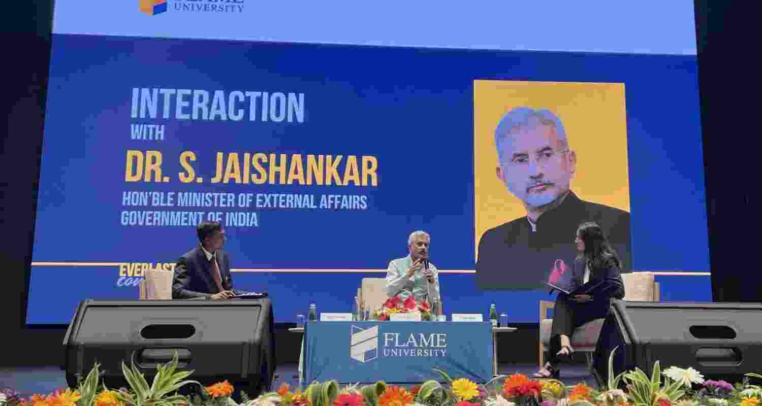 EAM S Jaishankar answering students' questions in Pune.