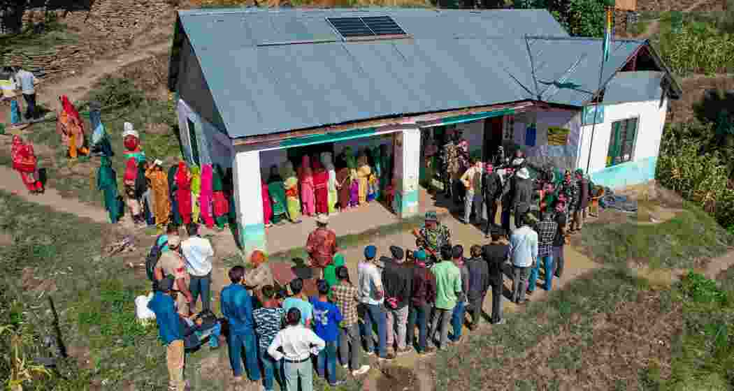 Doda: People wait in queues to cast their votes at a polling booth during the first phase of Jammu and Kashmir Assembly elections, in Doda district, J&K, Wednesday, Sept. 18, 2024. 