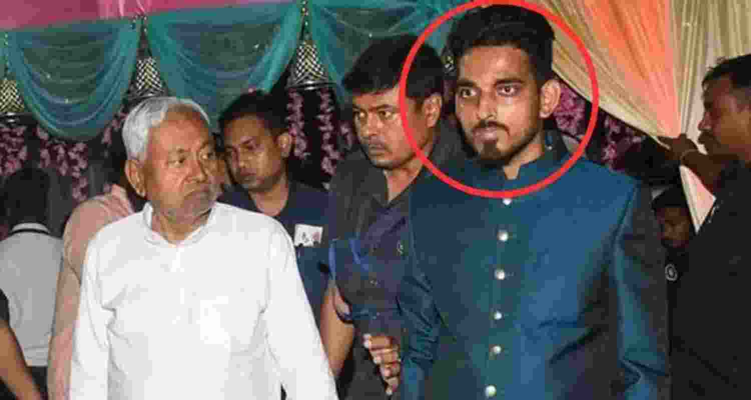 Bihar Chief Minister and JD(U) leader Nitish Kumar along with leader Saurav Kumar who was shot dead near Patna early on Thursday.