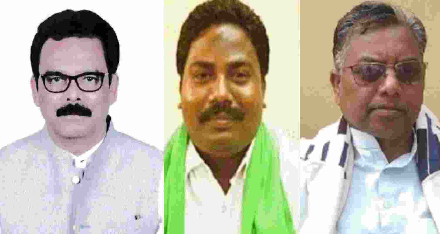 Congress candidates Sukhdev Bhagat, JP Patel and Kalicharan Munda.