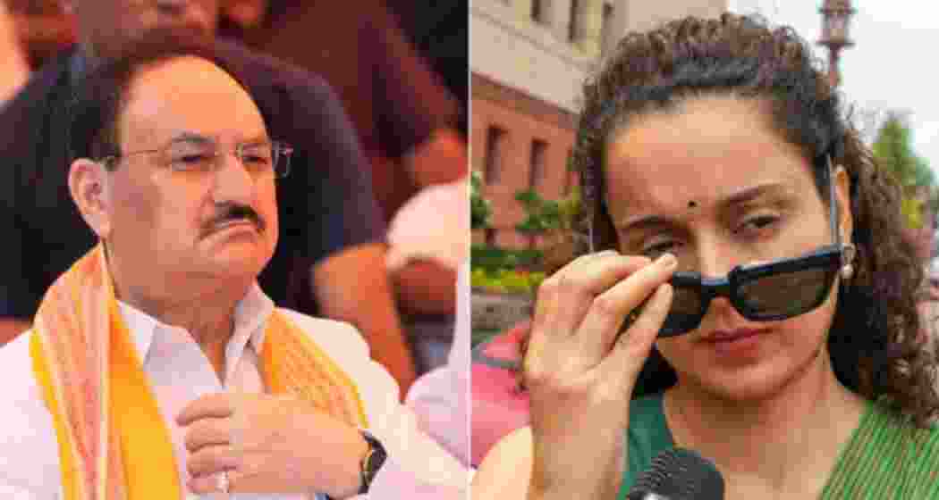 BJP President JP Nadda (L), BJP MP Kangana Ranaut (R).