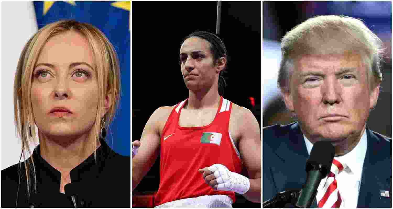 (From left to right) Italian Prime Minister Giorgia Meloni, Algerian boxer Imane Khelif, former US President Donald Trump.