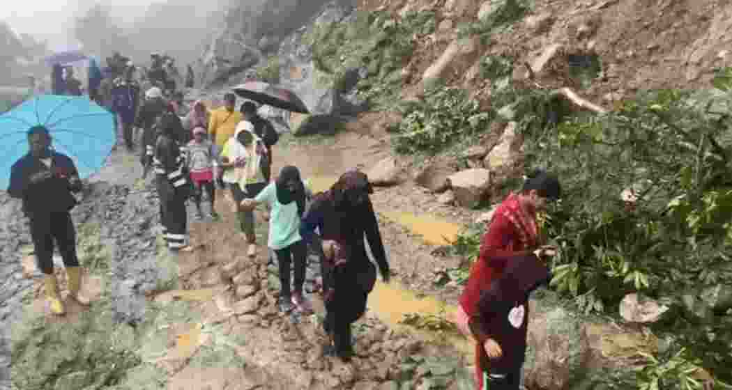 Tourists being evacuated from landslide-hit areas including Lachung and nearby regions of Mangan district in Sikkim.