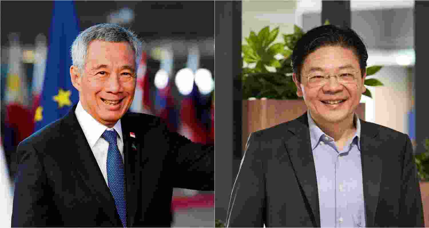 Singapore Prime Minister Lee Hsien Loong (left), deputy Prime Minister Lawrence Wong (right)