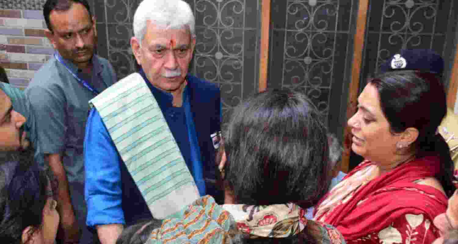 J&K LG Manoj Sinha met the family members of Martyr Shashi Abrol in Jammu. 