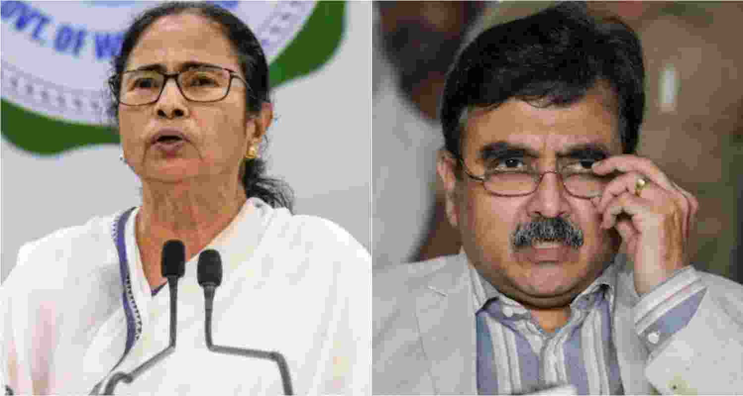 West Bengal Chief Minister Mamata Banerjee (left) Ex-Calcutta High Court Judge Abhijit Gangopadhyay (right).