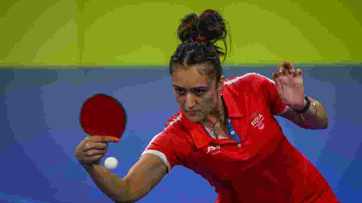 Indian Table Tennis Player Manika Batra in action.