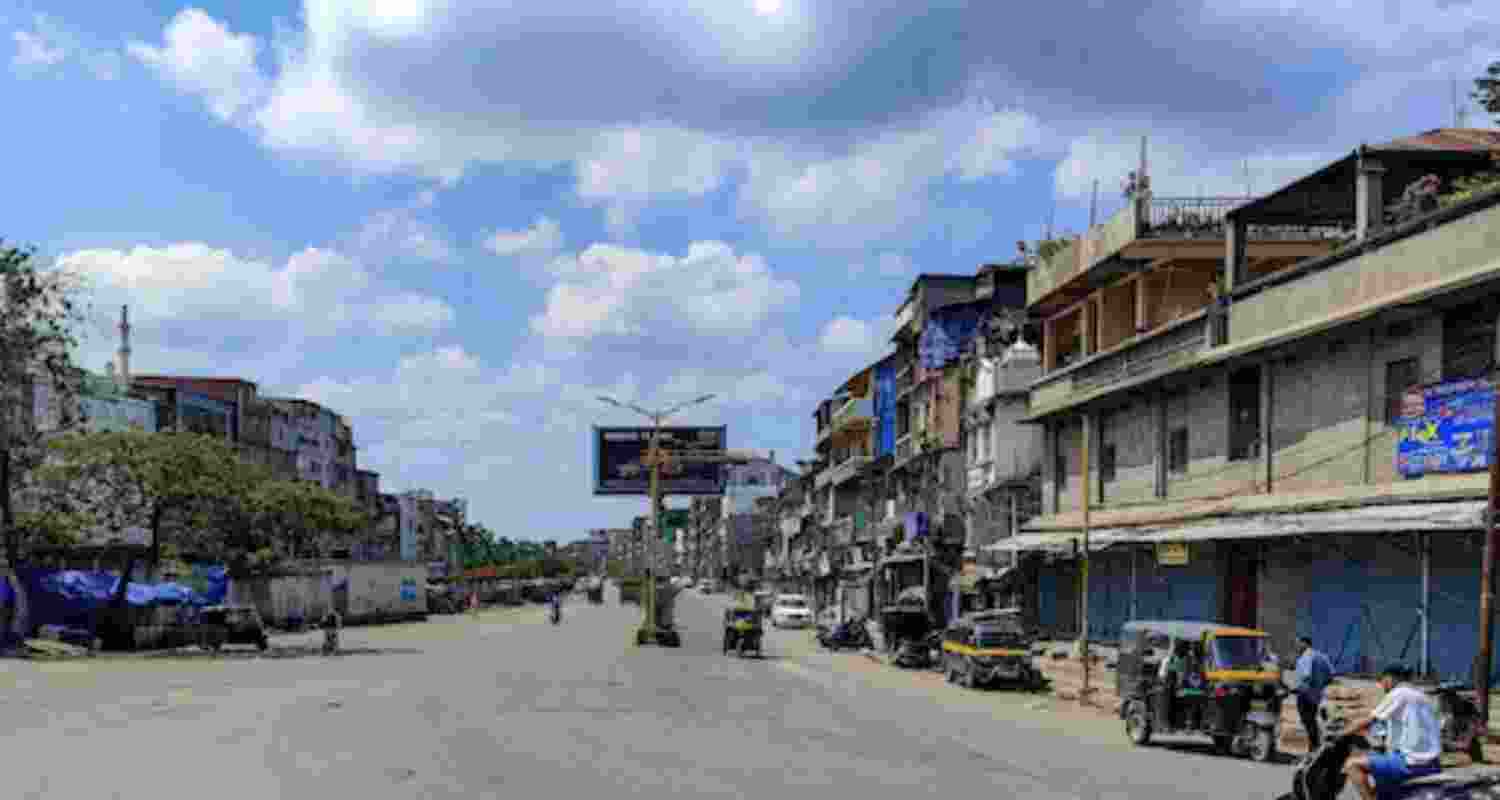 An empty street in Imphal East of Manipur. 