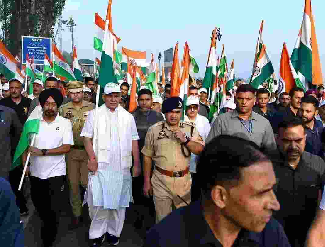 Over 10,000 people joined the march, which began at the Botanical Garden by the Dal Lake.