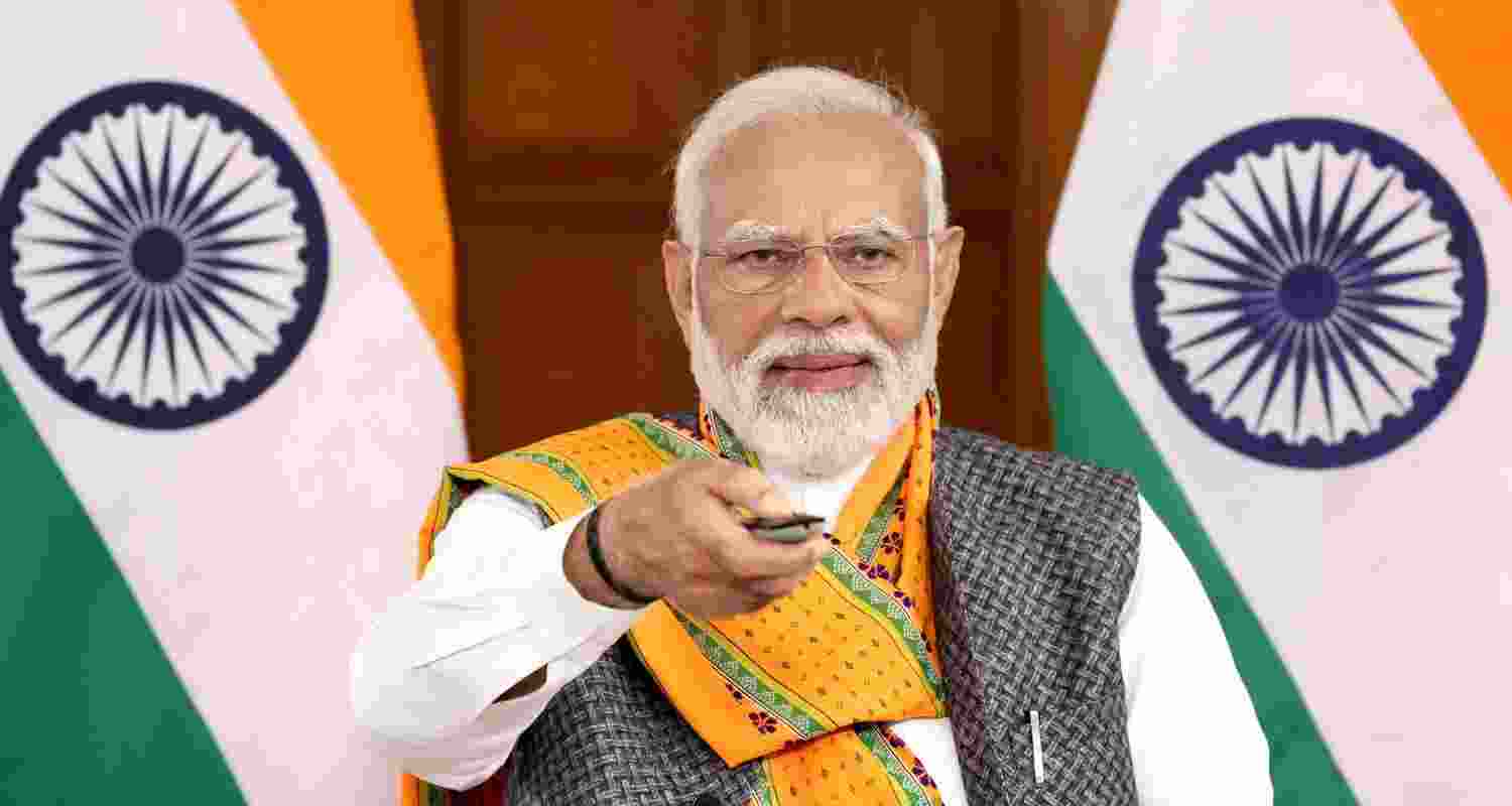 Prime Minister Narendra Modi speaks during foundation stone laying, inauguration and dedication to the Nation around 2000 railway infrastructure projects worth more than Rs. 41,000 crores via video conferencing on Monday.