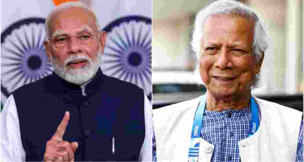 Prime Minister Narendra Modi (L), Nobel laureate Muhammad Yunus (R).