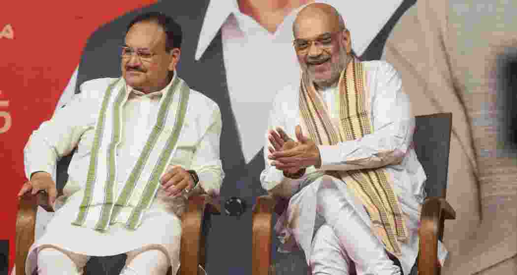 BJP President J P Nadda (L), Union Home Minister Amit Shah (R).