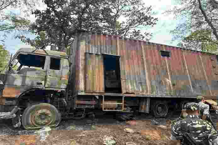 The container that was torched by the armed rebels resulting to the death of one.