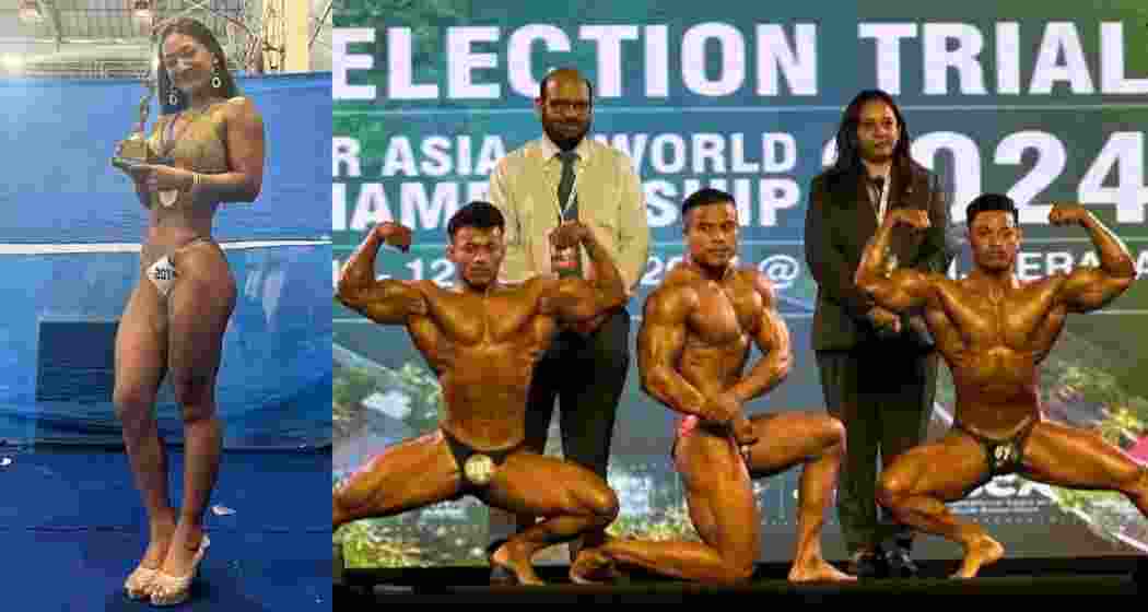 Arunachal Pradesh's Hillang Yajik (L) Bodybuilders from Manipur (R) selected for 56th Asian Bodybuilding & Physique Sports Championship and the 15th WBPF World Bodybuilding & Physique Sports Championship.
