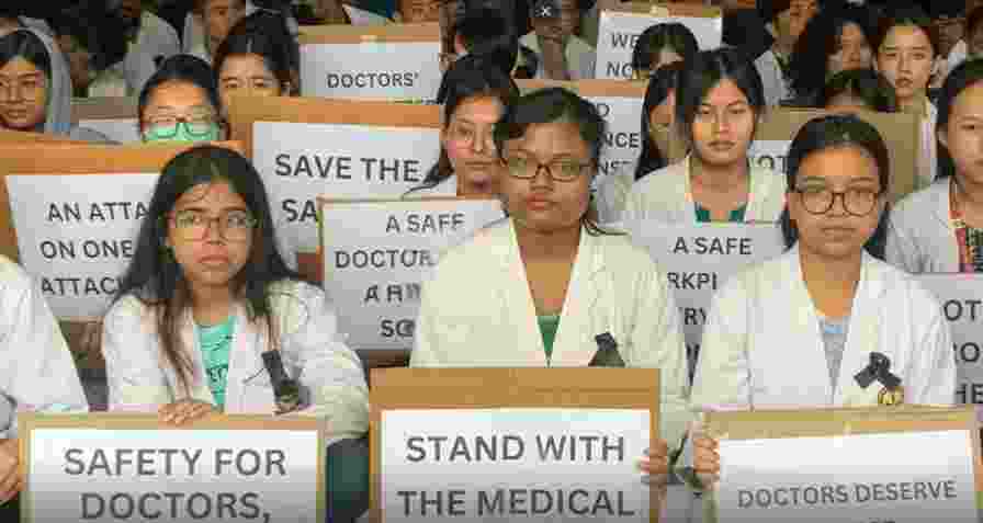 Doctors in Manipur on Saturday protest against the brutal rape and murder of a Kolkata colleague, demanding justice and enhanced safety for healthcare professionals.