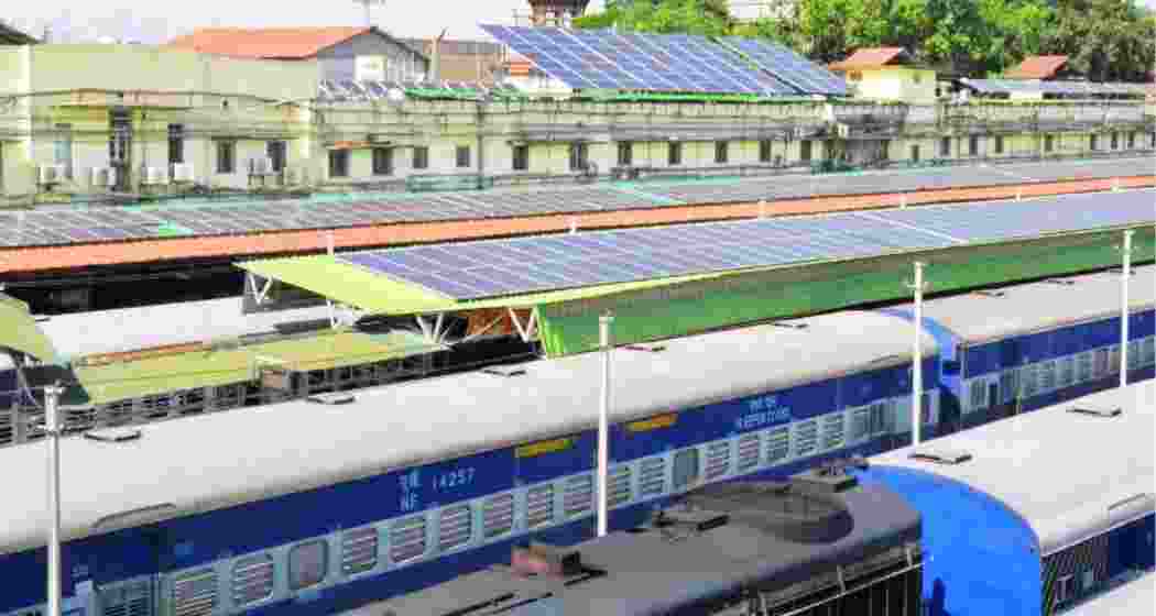 A view from a station under the Northeast Frontier Railway utilising solar power to meet its needs.